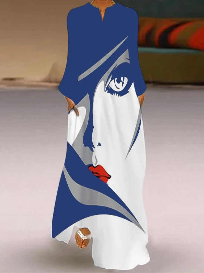 Fashion Loose Print Temperament A-Line Dress