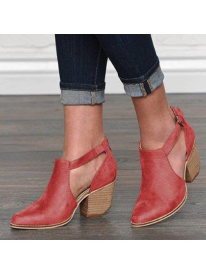 Plain Chunky High Heeled Point Toe Date Outdoor Pumps