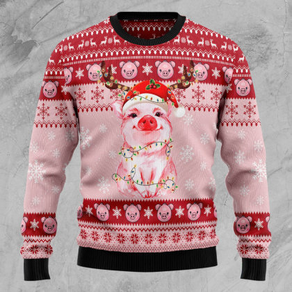 Sudadera Pink Pig Christmas Ugly