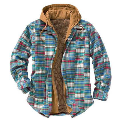 Mens Winter Plaid Thick Casual Jacket