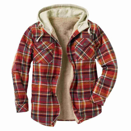 Mens Winter Plaid Thick Casual Jacket